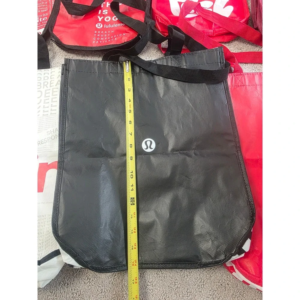 Lululemon Reusable Tote Bag Lot of 19 Small and Medium Red Black White Shopping
